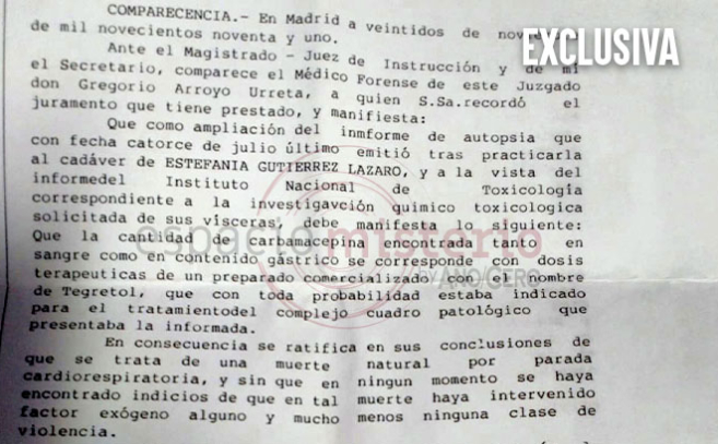 La epilepsia no fue la causa de la muerte de Estefanía Gutiérrez Lázaro