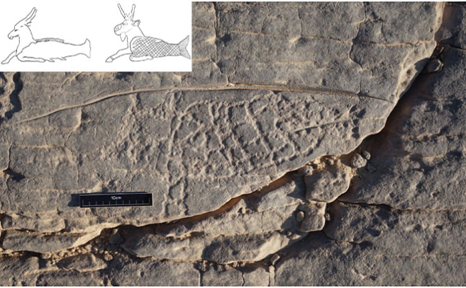 Petroglifo hallado en Egipto que representa a Capricornio