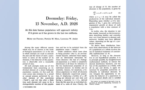 Artículo sobre el fin del mundo en Science 1960