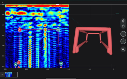 Lectura del georadar y representación 3D de los pasajes de la Chinkana
